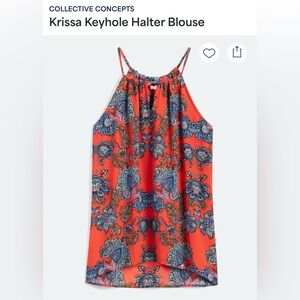 Collective Concepts Krissa Keyhole Floral Halter Tank